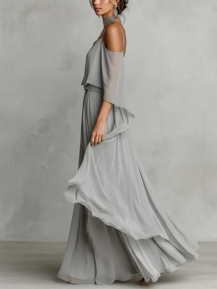 Isabela | Completo fluido grigio con top a spalline e pantaloni leggeri