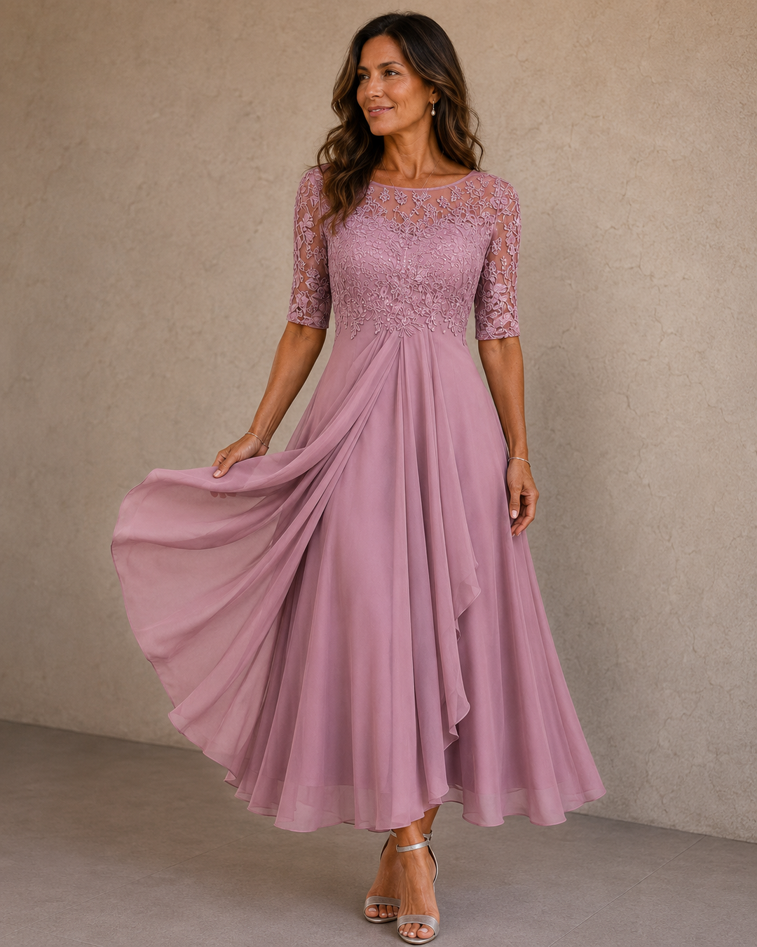 Maria | Abito Elegante in Pizzo e Chiffon