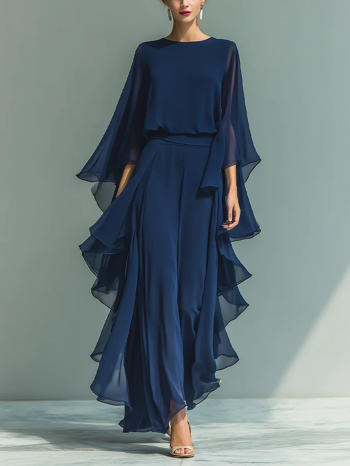 Aurora | Completo Elegante in Chiffon con Volant