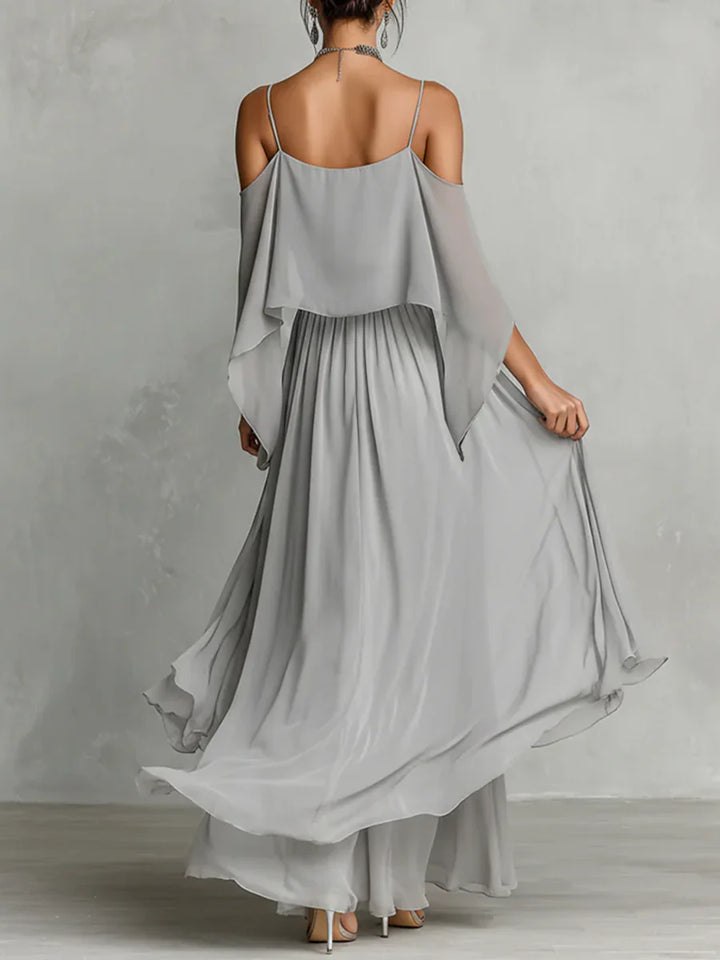 Isabela | Completo fluido grigio con top a spalline e pantaloni leggeri