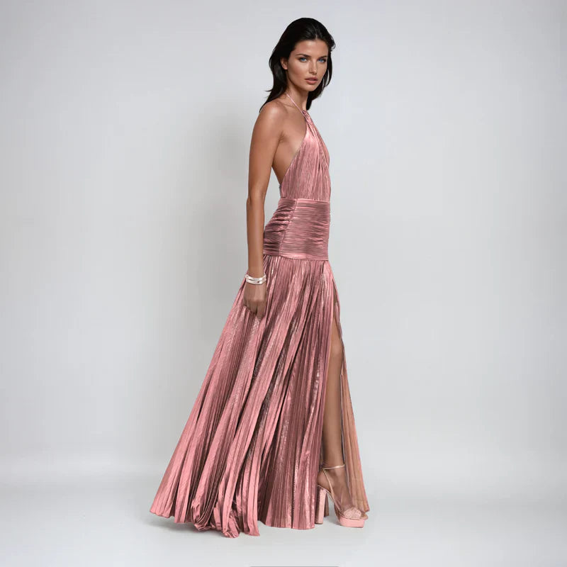 Emma | Vestito Halter Aperto sulla Schiena Metallico